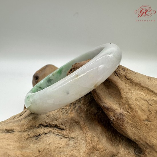 【肌容雪】天然緬甸A貨綠飄花翡翠平安鐲 編號223(鐲圍57.4mm#18號)