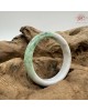 【肌容雪】天然緬甸A貨綠飄花翡翠平安鐲 編號223(鐲圍57.4mm#18號)