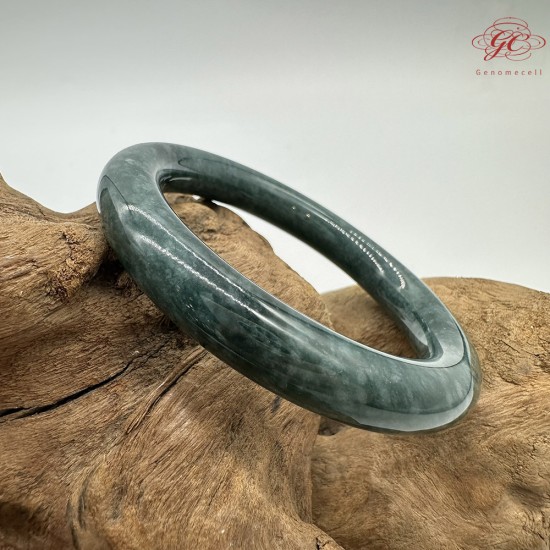 【肌容雪】天然緬甸A貨藍水翡翠圓條手鐲 編號229(鐲圍55.0mm#17.5號)