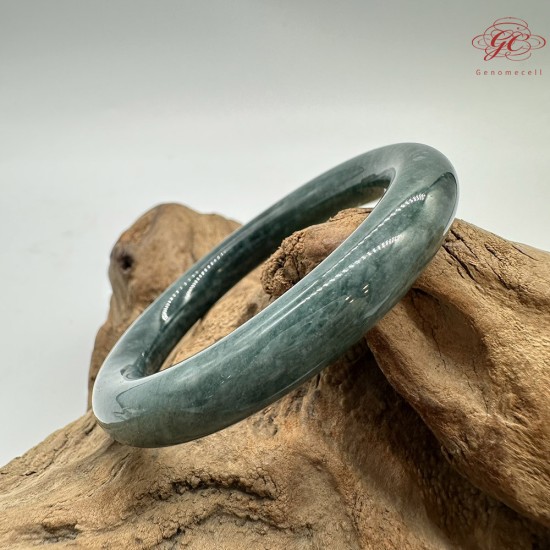 【肌容雪】天然緬甸A貨藍水翡翠圓條手鐲 編號229(鐲圍55.0mm#17.5號)