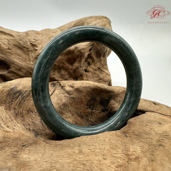 【肌容雪】天然緬甸A貨藍水翡翠圓條手鐲 編號229(鐲圍55.0mm#17.5號)