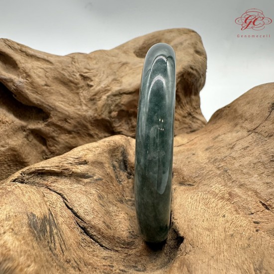 【肌容雪】天然緬甸A貨藍水翡翠圓條手鐲 編號229(鐲圍55.0mm#17.5號)