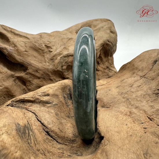 【肌容雪】天然緬甸A貨藍水翡翠圓條手鐲 編號229(鐲圍55.0mm#17.5號)