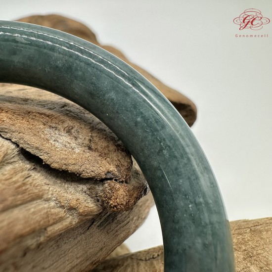 【肌容雪】天然緬甸A貨藍水翡翠圓條手鐲 編號229(鐲圍55.0mm#17.5號)