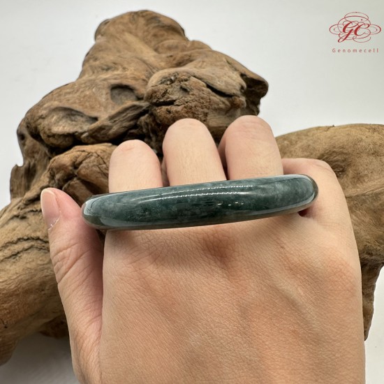 【肌容雪】天然緬甸A貨藍水翡翠圓條手鐲 編號229(鐲圍55.0mm#17.5號)