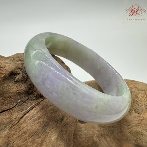 【肌容雪】天然緬甸A貨糯冰紫春彩翡翠平安鐲 編號237(鐲圍54.8mm#17號)
