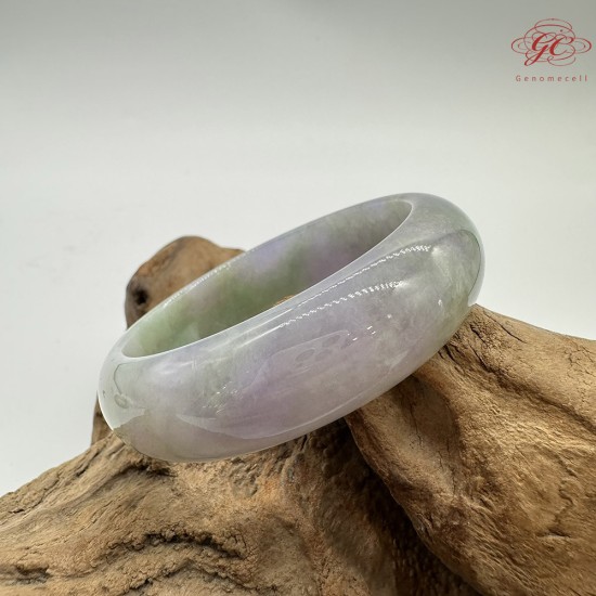 【肌容雪】天然緬甸A貨糯冰紫春彩翡翠平安鐲 編號237(鐲圍54.8mm#17號)