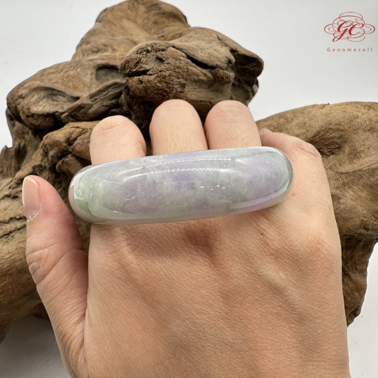 【肌容雪】天然緬甸A貨糯冰紫春彩翡翠平安鐲 編號237(鐲圍54.8mm#17號)