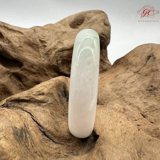 【肌容雪】天然緬甸A貨白裡青翡翠貴妃鐲 編號238(鐲圍57.2mm#18號)