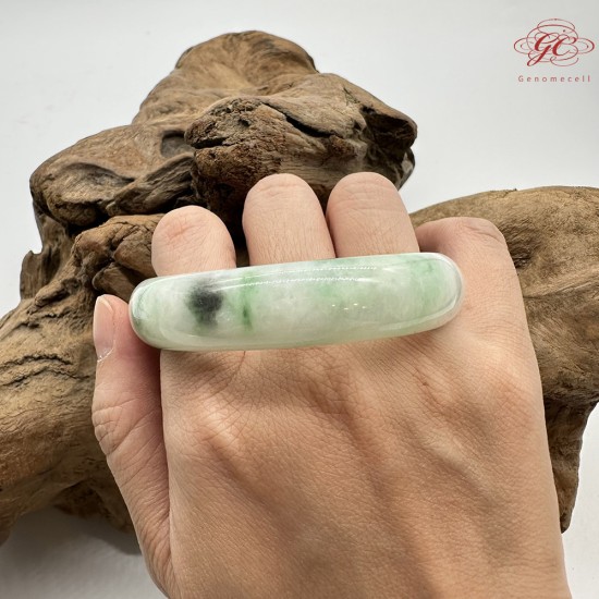 【肌容雪】天然緬甸A貨白裡青翡翠貴妃鐲 編號238(鐲圍57.2mm#18號)