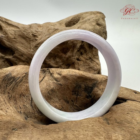 【肌容雪】天然緬甸A貨春帶彩翡翠平安鐲 編號244(鐲圍54.5mm#17號)