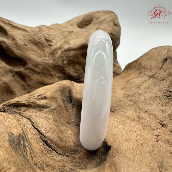 【肌容雪】天然緬甸A貨春帶彩翡翠平安鐲 編號244(鐲圍54.5mm#17號)