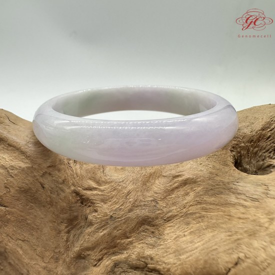 【肌容雪】天然緬甸A貨春帶彩翡翠平安鐲 編號244(鐲圍54.5mm#17號)