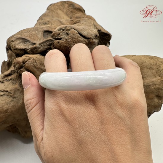 【肌容雪】天然緬甸A貨春帶彩翡翠平安鐲 編號244(鐲圍54.5mm#17號)