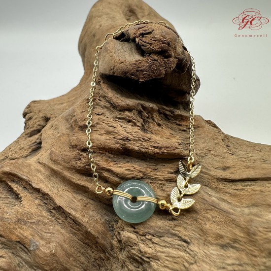 【肌容雪】天然緬甸A貨滿綠翡翠平安扣手鍊 編號256