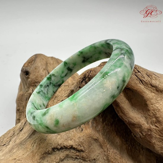 【肌容雪】天然緬甸A貨正陽滿綠飄花翡翠平安鐲 編號259(鐲圍55.7mm#17.5號)