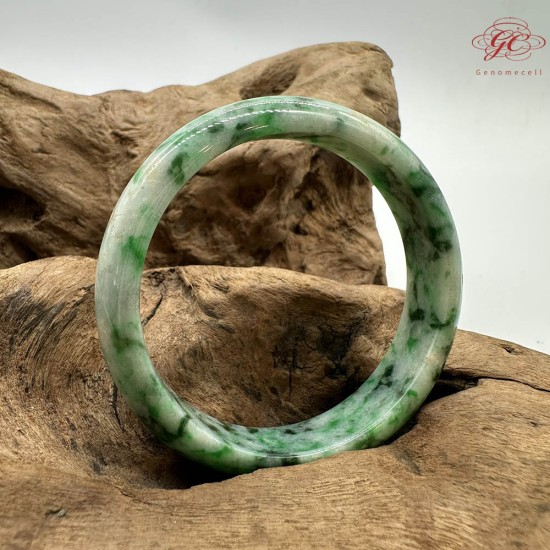 【肌容雪】天然緬甸A貨正陽滿綠飄花翡翠平安鐲 編號259(鐲圍55.7mm#17.5號)