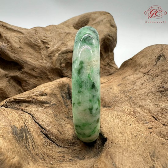 【肌容雪】天然緬甸A貨正陽滿綠飄花翡翠平安鐲 編號259(鐲圍55.7mm#17.5號)