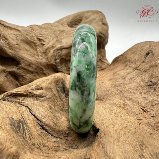 【肌容雪】天然緬甸A貨正陽滿綠飄花翡翠平安鐲 編號259(鐲圍55.7mm#17.5號)