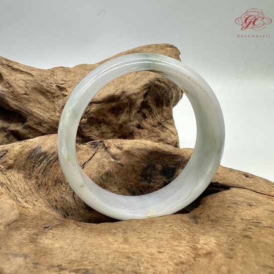 【肌容雪】天然緬甸A貨飄花灑金翡翠平安鐲 編號260(鐲圍58.0mm#18.5號)