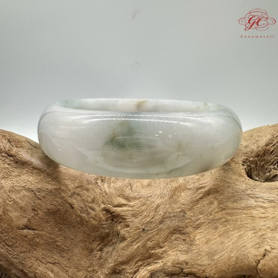 【肌容雪】天然緬甸A貨飄花灑金翡翠平安鐲 編號260(鐲圍58.0mm#18.5號)