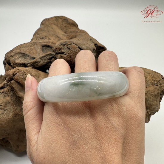 【肌容雪】天然緬甸A貨飄花灑金翡翠平安鐲 編號260(鐲圍58.0mm#18.5號)