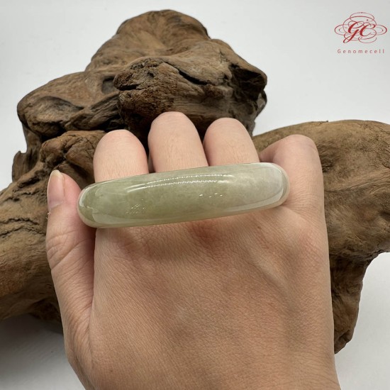 【肌容雪】天然緬甸A貨冰糖雪梨翡翠平安鐲 編號261(鐲圍57.4mm#18號)