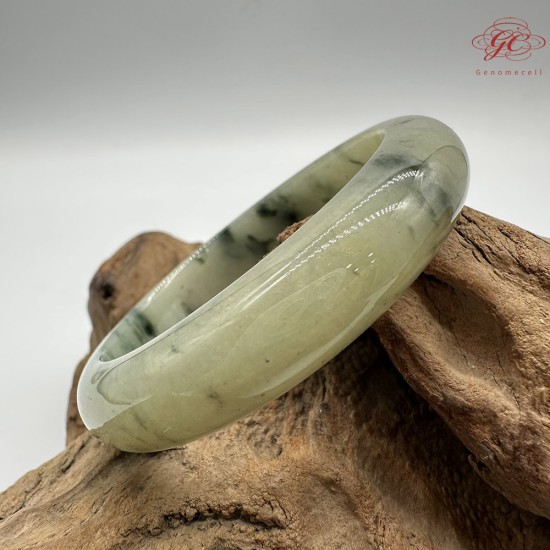 【肌容雪】天然緬甸A貨糯冰飄花翡翠平安鐲 編號262(鐲圍56.5mm#18號)