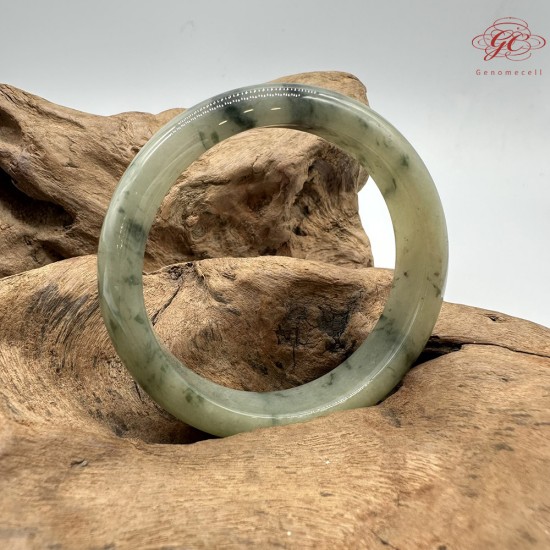 【肌容雪】天然緬甸A貨糯冰飄花翡翠平安鐲 編號262(鐲圍56.5mm#18號)