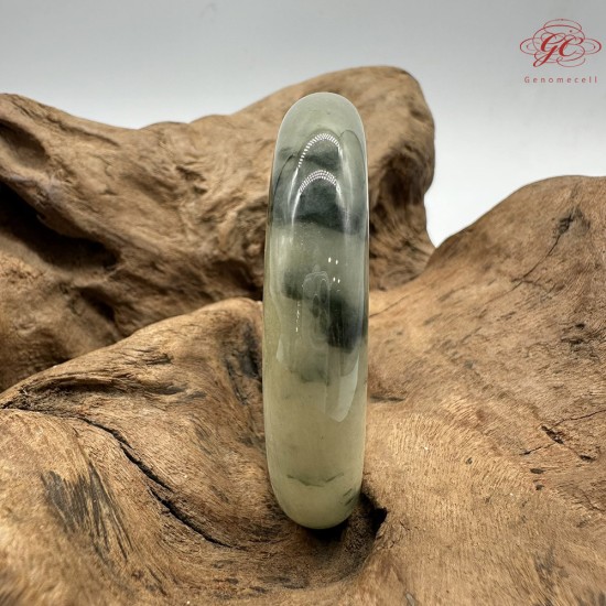 【肌容雪】天然緬甸A貨糯冰飄花翡翠平安鐲 編號262(鐲圍56.5mm#18號)