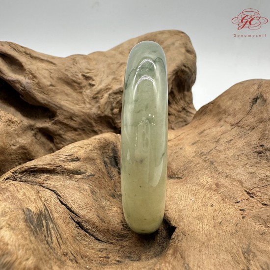 【肌容雪】天然緬甸A貨糯冰飄花翡翠平安鐲 編號262(鐲圍56.5mm#18號)