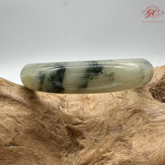 【肌容雪】天然緬甸A貨糯冰飄花翡翠平安鐲 編號262(鐲圍56.5mm#18號)