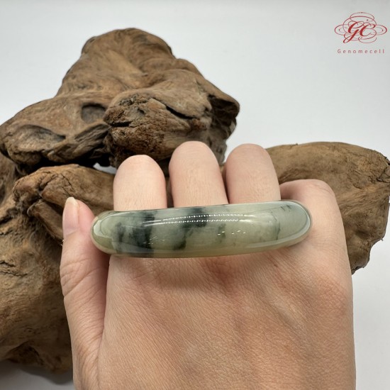 【肌容雪】天然緬甸A貨糯冰飄花翡翠平安鐲 編號262(鐲圍56.5mm#18號)