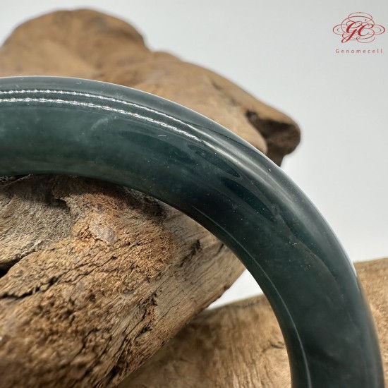 【肌容雪】天然緬甸A貨藍水孔雀藍翡翠圓條手鐲 編號263(鐲圍55.8mm#17.5號)