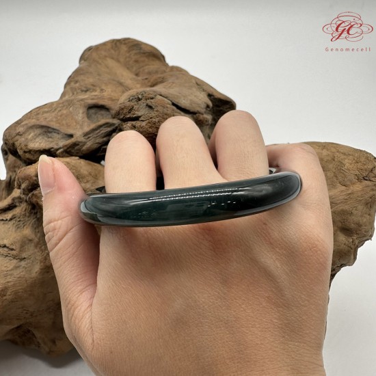 【肌容雪】天然緬甸A貨藍水孔雀藍翡翠圓條手鐲 編號263(鐲圍55.8mm#17.5號)