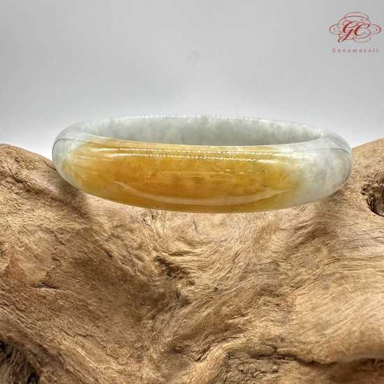 【肌容雪】天然緬甸A貨黃頭烏雞翡翠平安鐲 編號271(鐲圍57.8mm#18號)