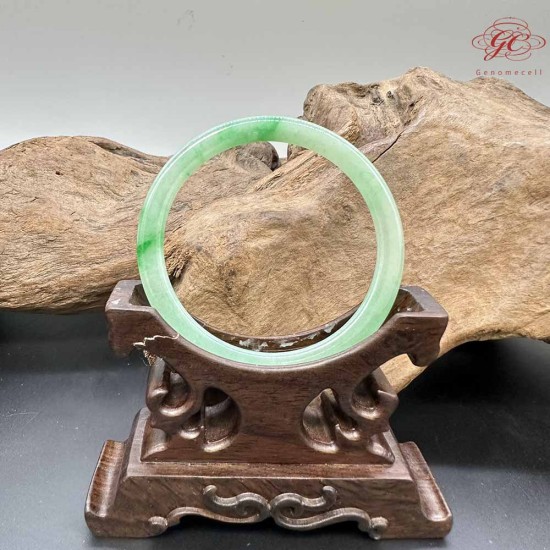 【肌容雪】天然緬甸A貨 正陽綠花翡翠叮噹鐲 編號274(鐲圍56.5mm#18號)