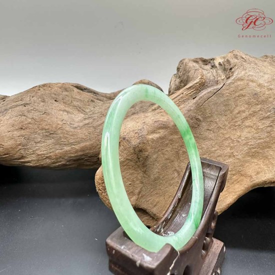 【肌容雪】天然緬甸A貨 正陽綠花翡翠叮噹鐲 編號274(鐲圍56.5mm#18號)