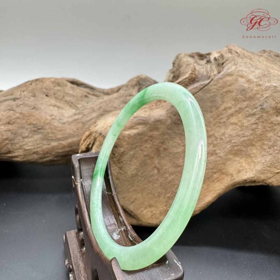 【肌容雪】天然緬甸A貨 正陽綠花翡翠叮噹鐲 編號274(鐲圍56.5mm#18號)