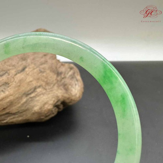 【肌容雪】天然緬甸A貨 正陽綠花翡翠叮噹鐲 編號274(鐲圍56.5mm#18號)