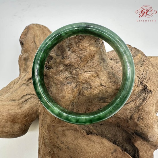 【肌容雪】天然緬甸A貨正冰滿綠飄花平安鐲 編號275(鐲圍59.1mm#18.5號)