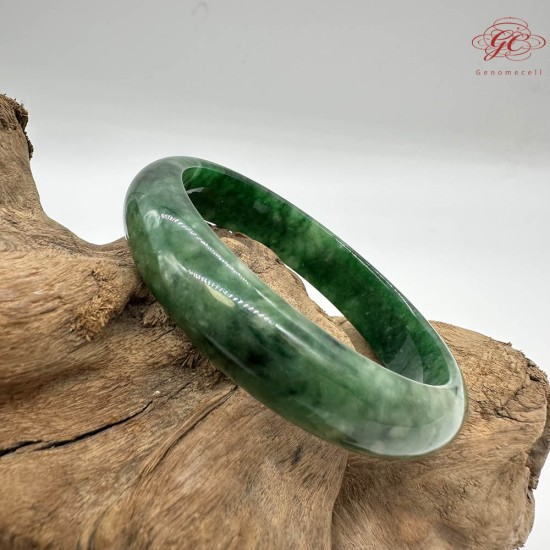 【肌容雪】天然緬甸A貨正冰滿綠飄花平安鐲 編號275(鐲圍59.1mm#18.5號)