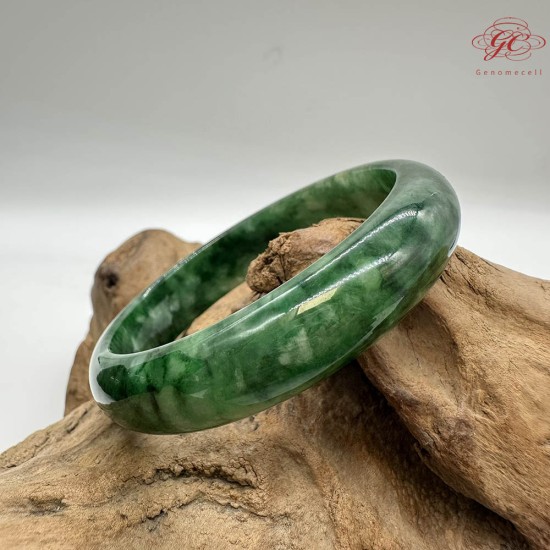 【肌容雪】天然緬甸A貨正冰滿綠飄花平安鐲 編號275(鐲圍59.1mm#18.5號)