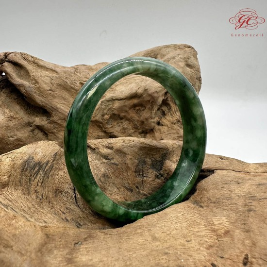 【肌容雪】天然緬甸A貨正冰滿綠飄花平安鐲 編號275(鐲圍59.1mm#18.5號)