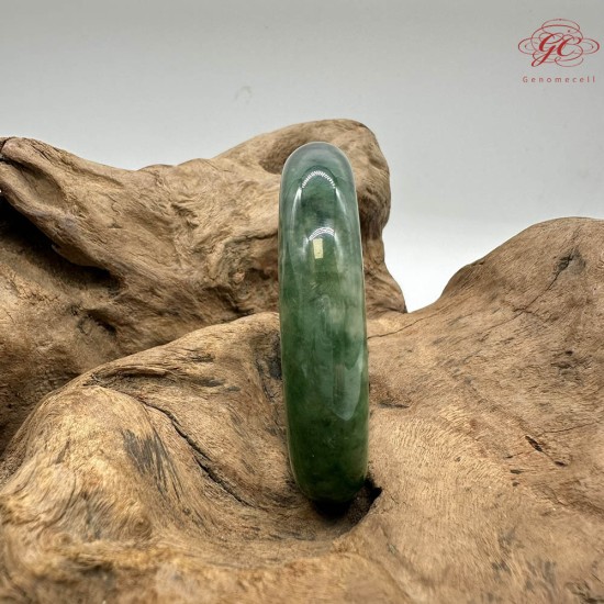 【肌容雪】天然緬甸A貨正冰滿綠飄花平安鐲 編號275(鐲圍59.1mm#18.5號)