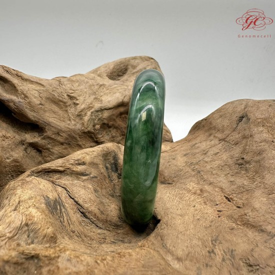 【肌容雪】天然緬甸A貨正冰滿綠飄花平安鐲 編號275(鐲圍59.1mm#18.5號)