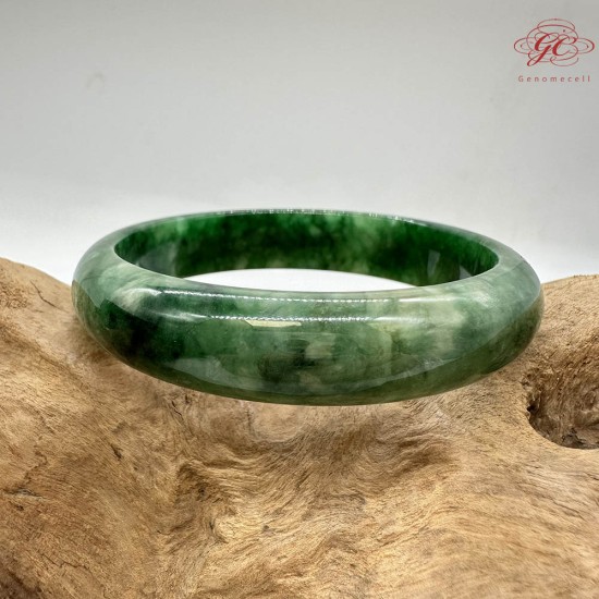 【肌容雪】天然緬甸A貨正冰滿綠飄花平安鐲 編號275(鐲圍59.1mm#18.5號)