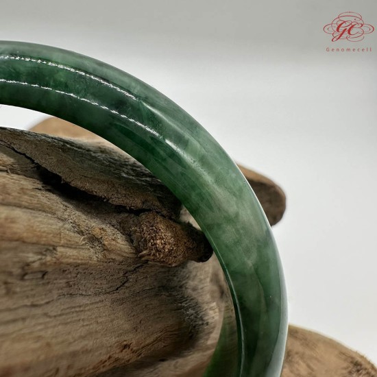 【肌容雪】天然緬甸A貨正冰滿綠飄花平安鐲 編號275(鐲圍59.1mm#18.5號)