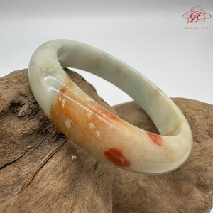 【肌容雪】天然緬甸A貨紅翡烏雞翡翠平安鐲 編號277(鐲圍57.3mm#18號)