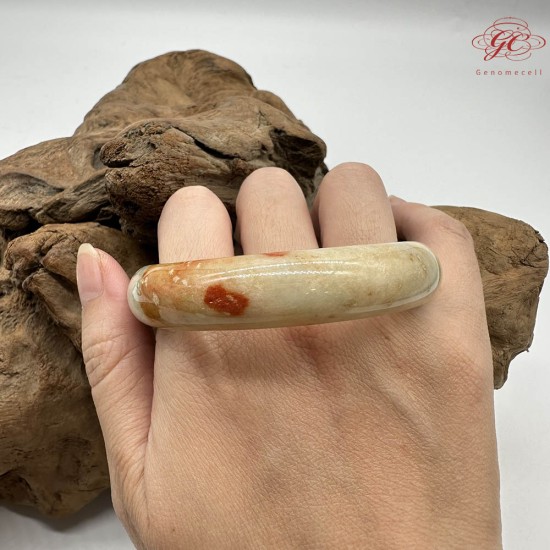 【肌容雪】天然緬甸A貨紅翡烏雞翡翠平安鐲 編號277(鐲圍57.3mm#18號)